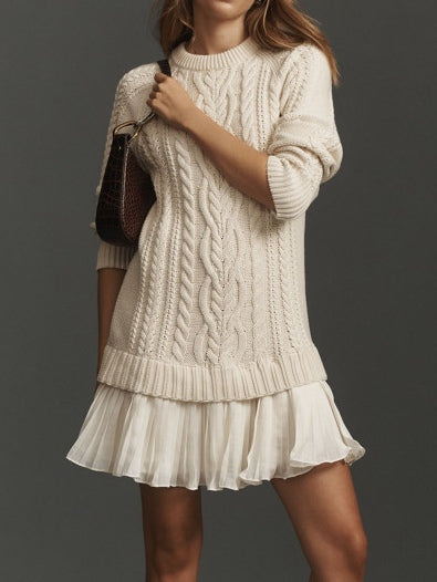 Ivory Cable-Knit Sweater Mini Dress – Sienna Noosa