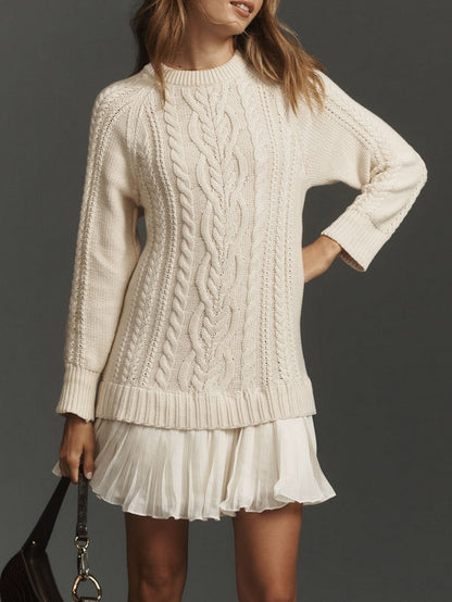 Ivory Cable-Knit Sweater Mini Dress – Sienna Noosa