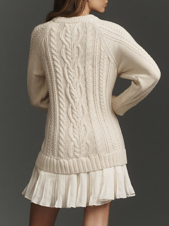 Ivory Cable-Knit Sweater Mini Dress – Sienna Noosa