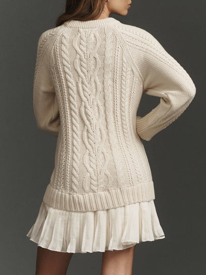 Ivory Cable-Knit Sweater Mini Dress – Sienna Noosa