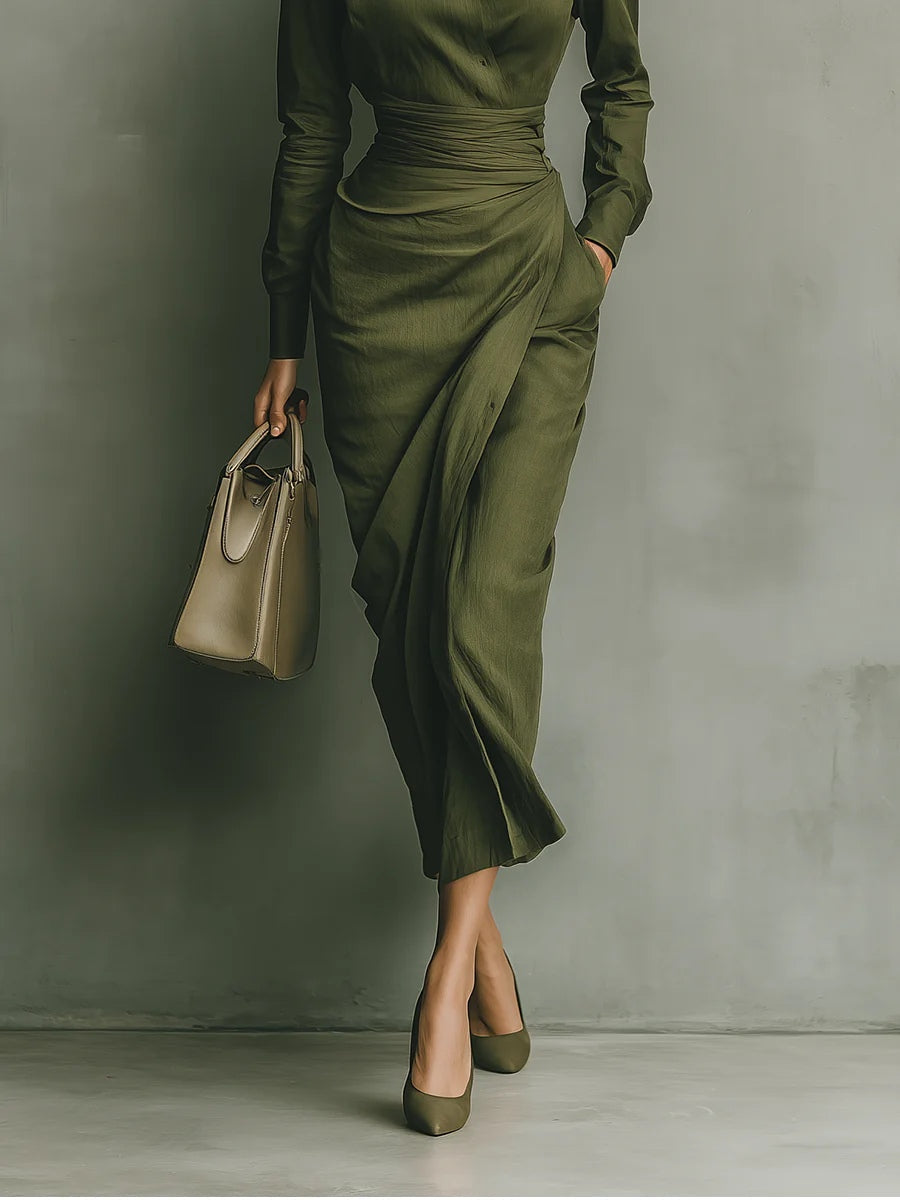 Army Green Cotton Blended Maxi Dress – Sienna Noosa