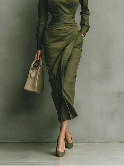 Army Green Cotton Blended Maxi Dress – Sienna Noosa