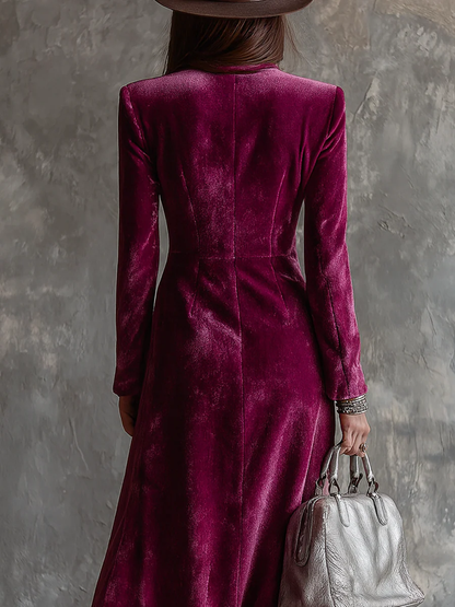 Sandra Purple Button Down Velvet Long Blazer Maxi Dress – Sienna Noosa
