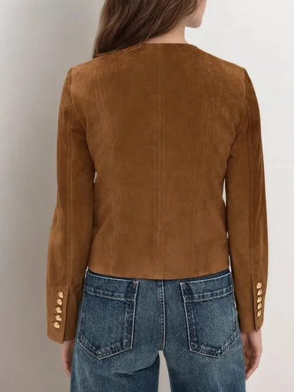 Brown Suede Single Breasted Cropped Jacket – Sienna Noosa