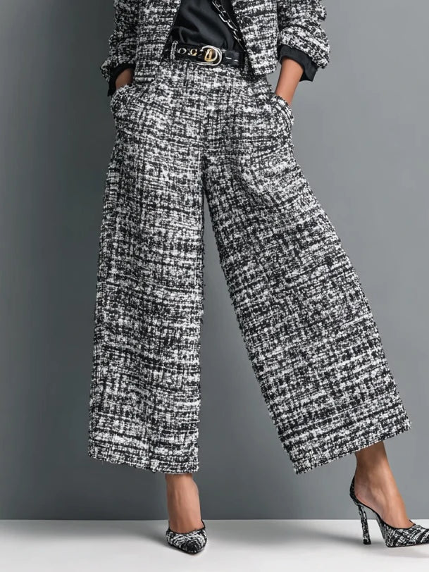 Leire Tweed Blend Single Breasted Cropped Jacket and Wide Leg Pants Set – Sienna Noosa