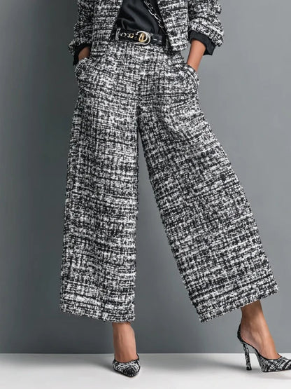 Leire Tweed Blend Single Breasted Cropped Jacket and Wide Leg Pants Set – Sienna Noosa