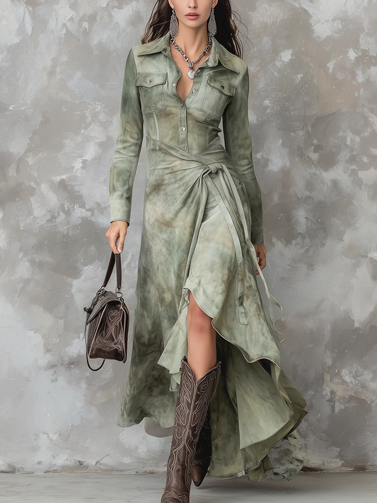 Vintage Sage Green Tie-Dye Pocket Slim Maxi Dress – Sienna Noosa