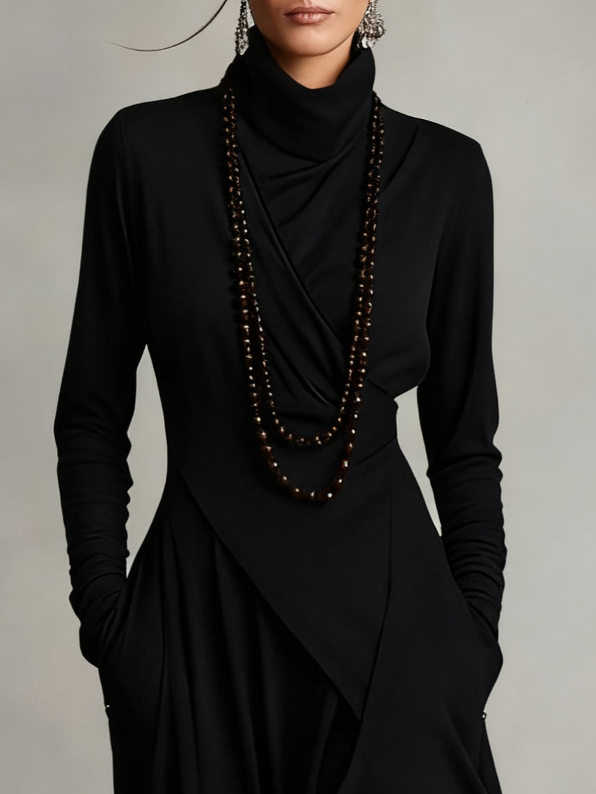 Purple High Neck Asymmetrical Pleated Maxi Dress – Sienna Noosa