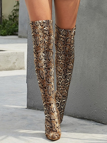 Vintage Snakeskin Brown Over-the-knee Boots – Sienna Noosa