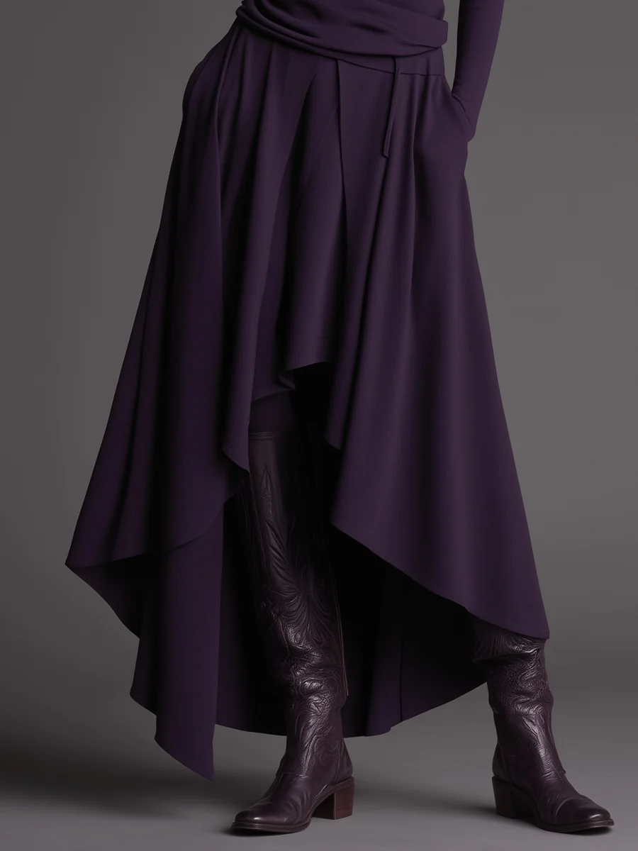 Carmen Purple Turtleneck Top and Asymmetrical Skirt Two-Piece Set – Sienna Noosa