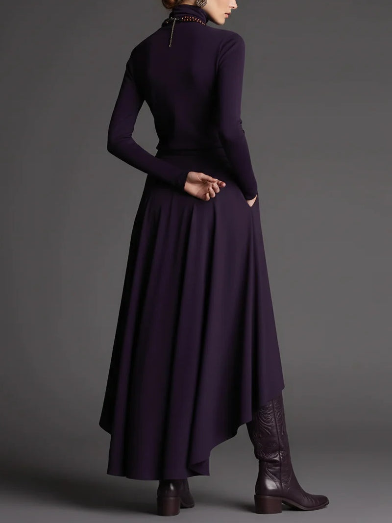 Carmen Purple Turtleneck Top and Asymmetrical Skirt Two-Piece Set – Sienna Noosa