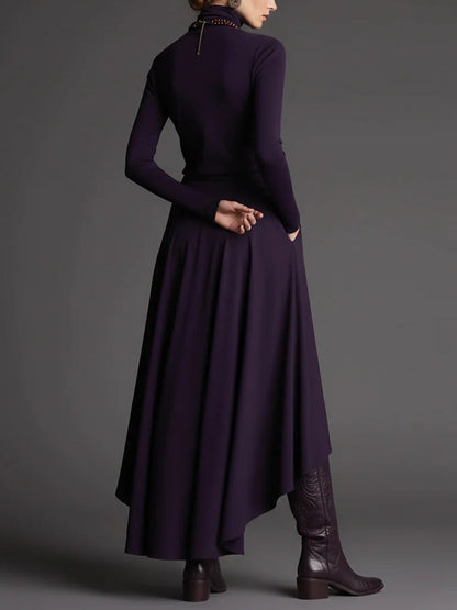 Carmen Purple Turtleneck Top and Asymmetrical Skirt Two-Piece Set – Sienna Noosa