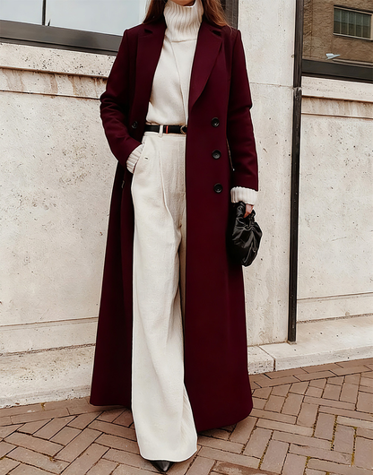 Woolen Solid Long Sleeve Maxi Coat – Sienna Noosa
