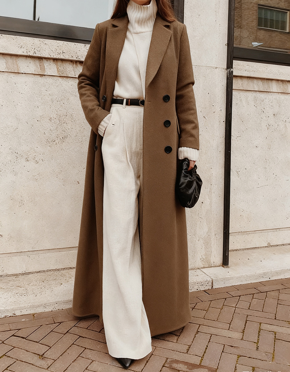 Woolen Solid Long Sleeve Maxi Coat – Sienna Noosa