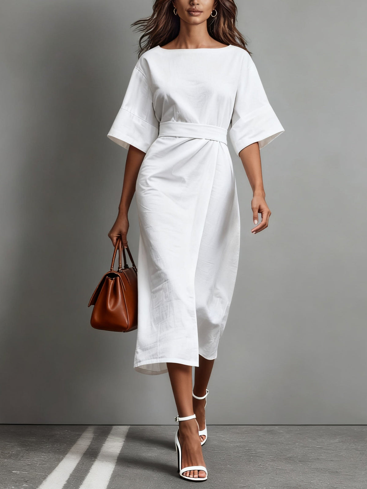 Linen Boat Neck Tie Loose Dress – Sienna Noosa