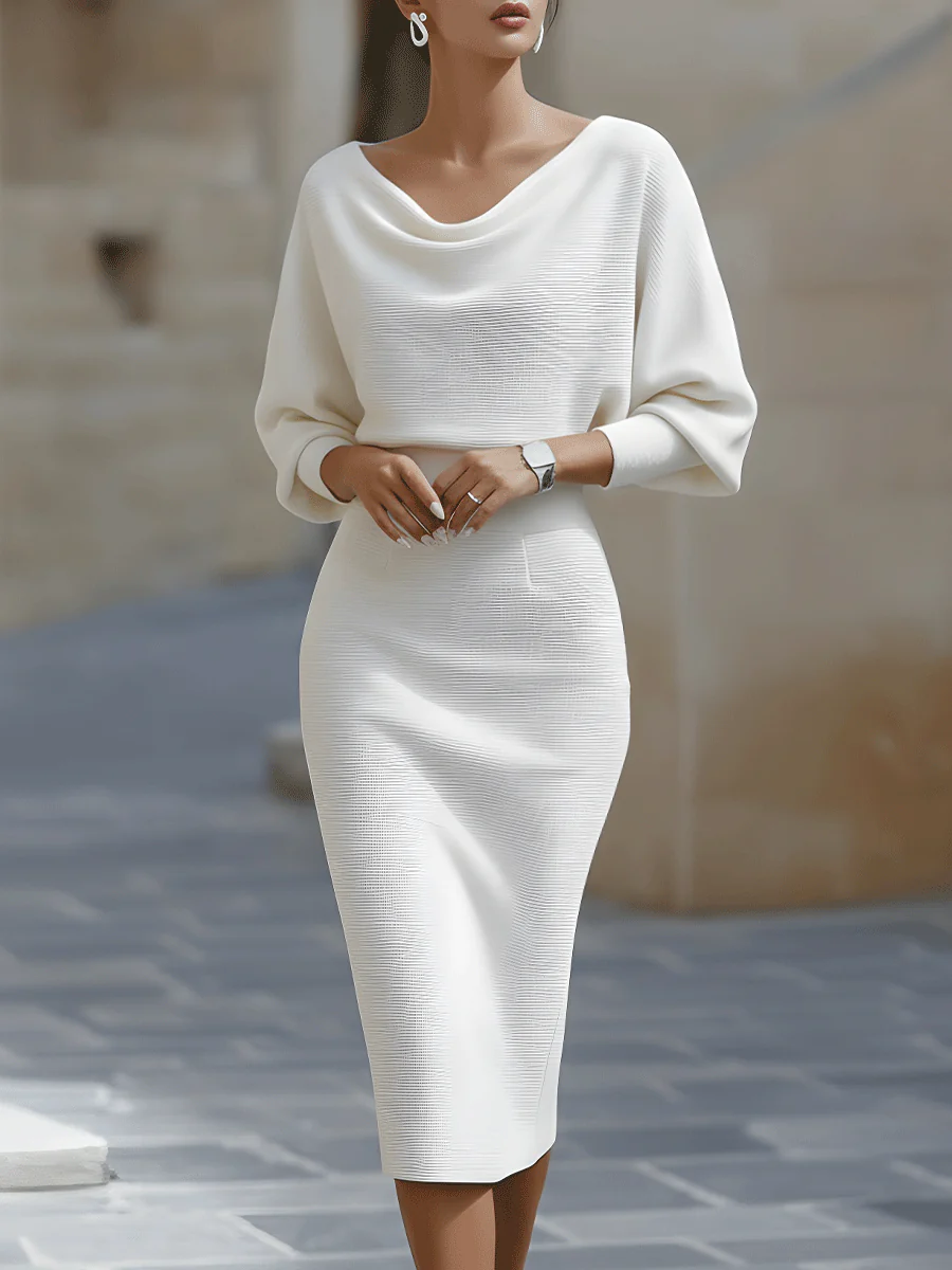 White Draped Batwing Midi Dress – Sienna Noosa