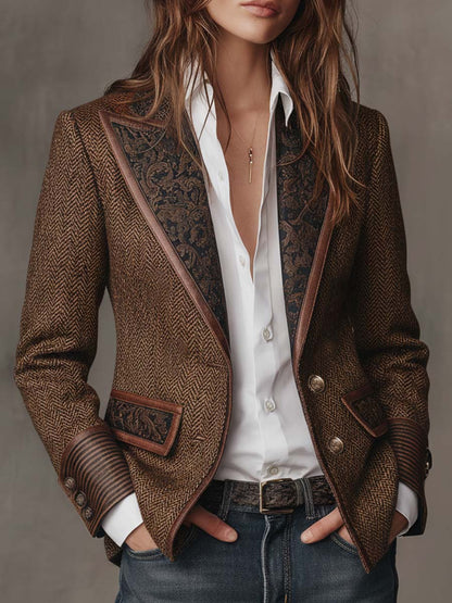 Mens Herringbone Printed Panel Blazer – Sienna Noosa