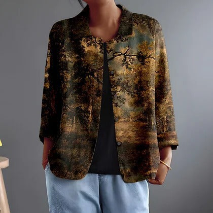 Fiorenza | Painterly Forest Print Relaxed Blouse – Sienna Noosa