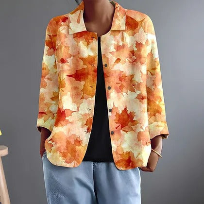 Laurentine | Watercolour Leaf Print Relaxed Blouse – Sienna Noosa
