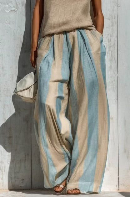 Casual Sleeveless Top and Loose Striped Trousers Set – Sienna Noosa