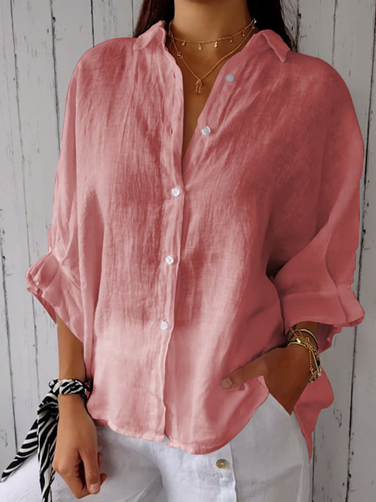Cotton and Linen Solid Color Casual Shirt – Sienna Noosa