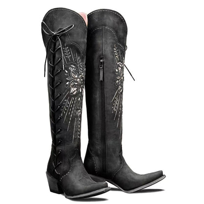Vintage Embroidered Lace-Up Western Boots – Sienna Noosa