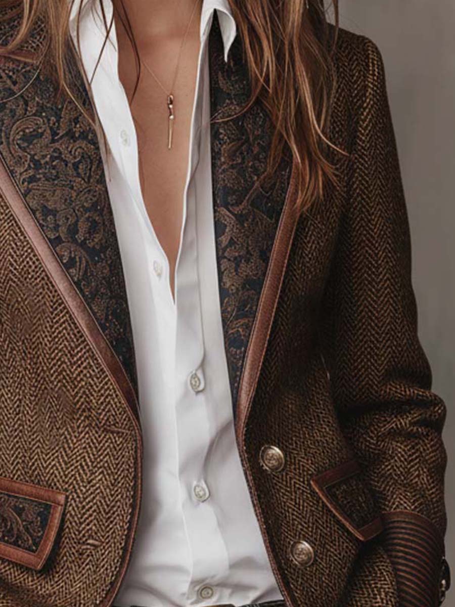 Mens Herringbone Printed Panel Blazer – Sienna Noosa