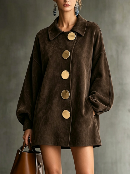 Chocolate Brown Oversized Button Front Coat – Sienna Noosa