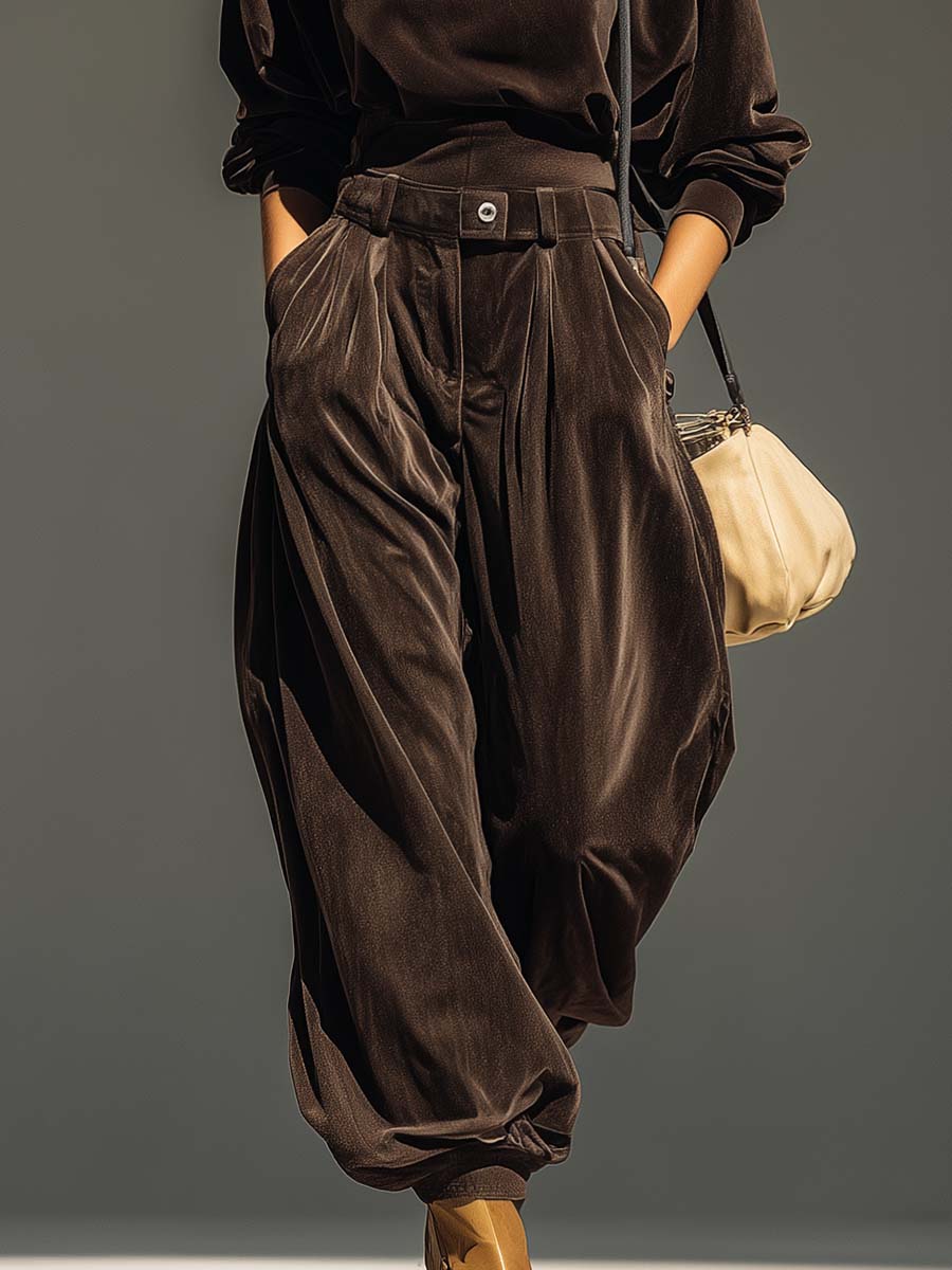 Vera Vintage Brown Velvet Hoodie and Loose Fitting Trousers Set Includes Belt – Sienna Noosa