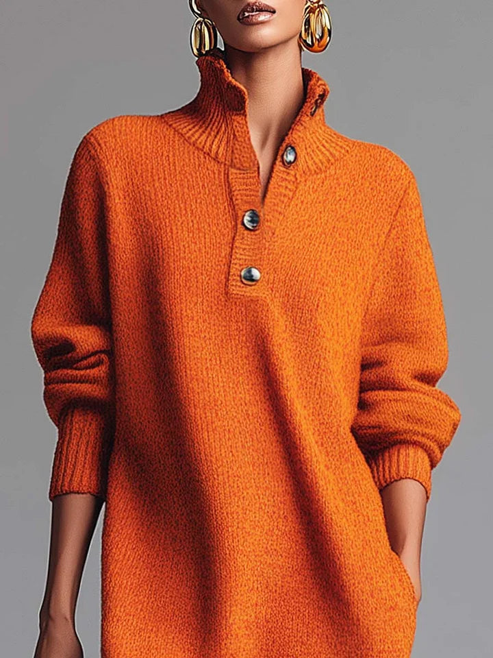 Orange Lapel Button Front Knit Midi Dress – Sienna Noosa