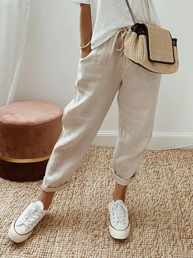 Solid Color Insert Pocket Drawstring Casual Pants – Sienna Noosa