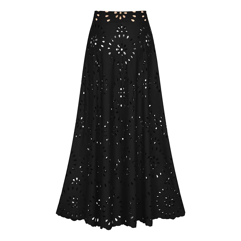 Black Laser Cutting Flower Hollow One Piece Swimsuit and Skirt – Sienna Noosa