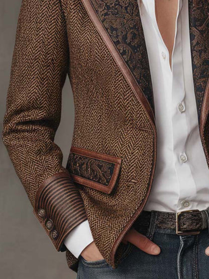 Mens Herringbone Printed Panel Blazer – Sienna Noosa