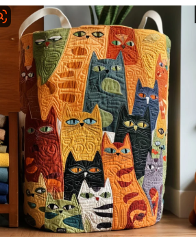 Cecilia Quilted Laundry Basket Cats – Sienna Noosa