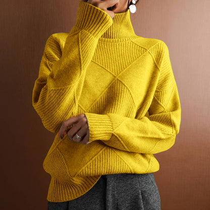 Turtleneck loose lozenge long-sleeved winter sweater – Sienna Noosa