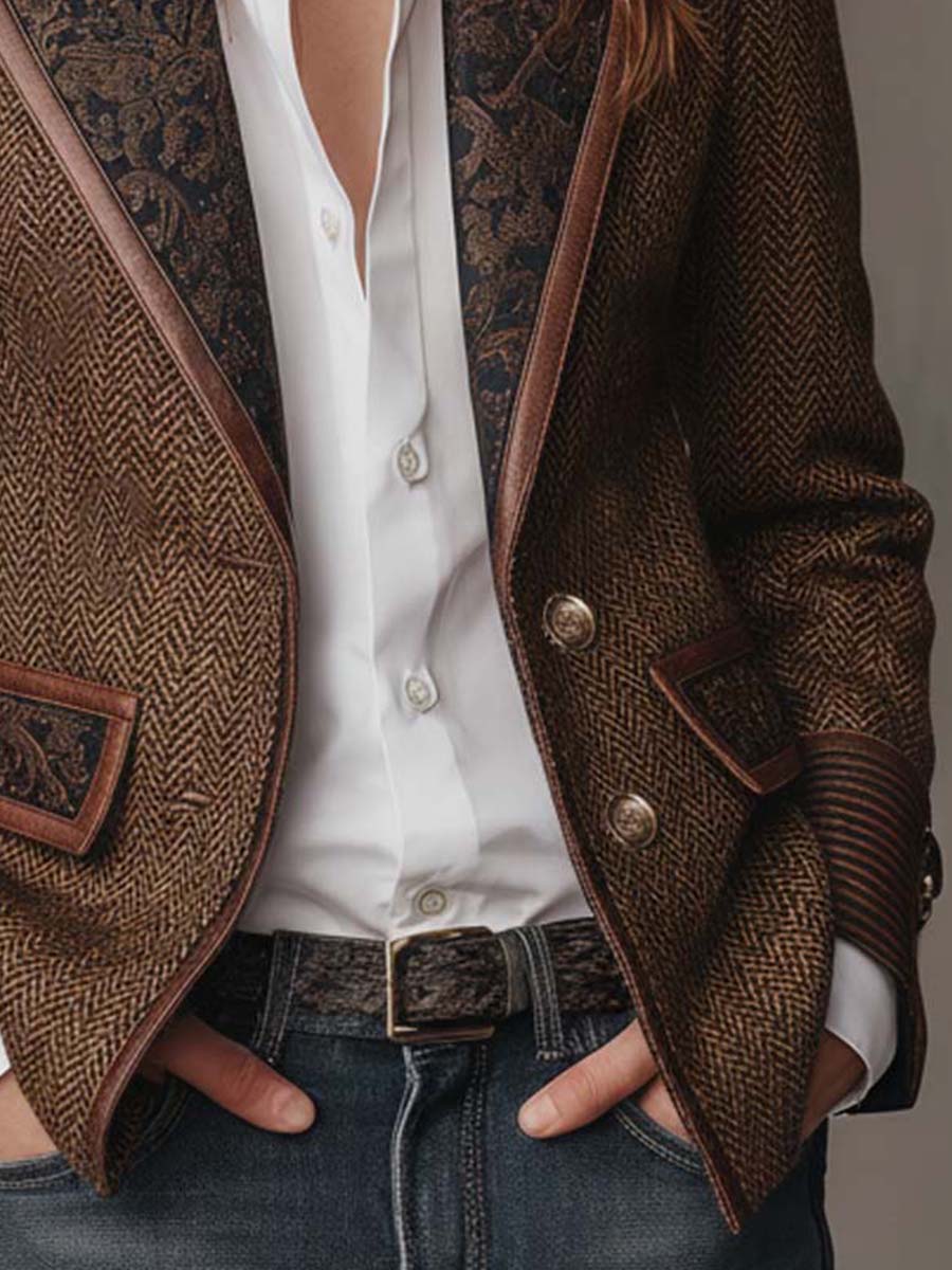 Mens Herringbone Printed Panel Blazer – Sienna Noosa