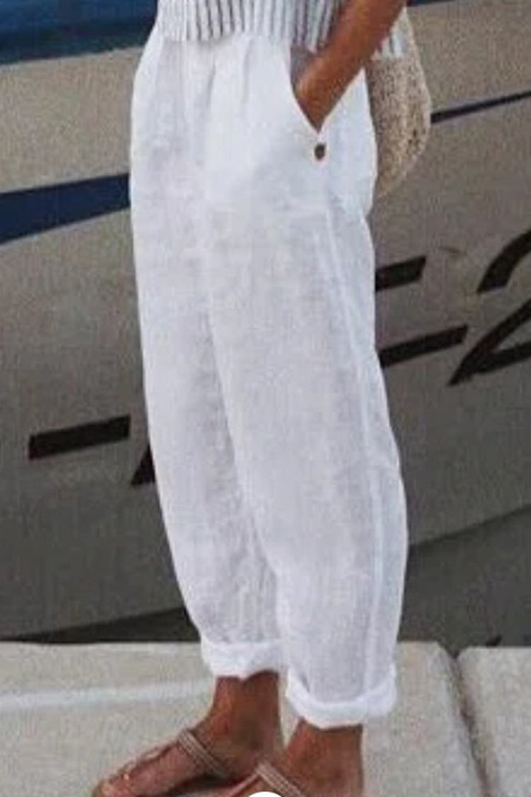 Cotton Linen Solid Color Casual Pants – Sienna Noosa