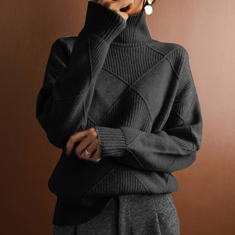 Turtleneck loose lozenge long-sleeved winter sweater – Sienna Noosa