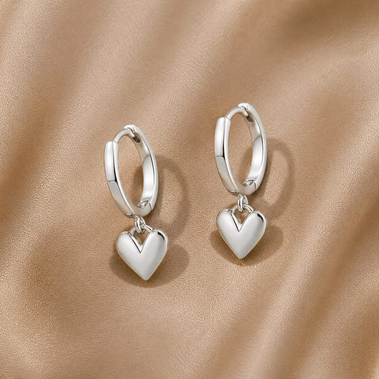 Esperanza Pendientes Aro Corazón Plata – Sienna Noosa