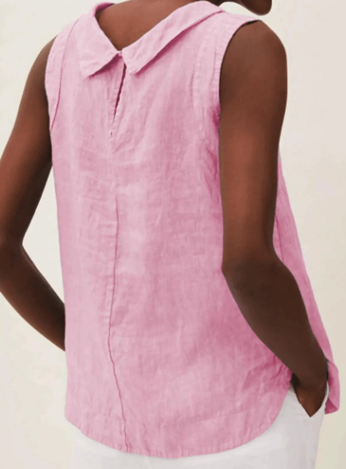 Linen Short Sleeved Blouse with A-line Round Necke38 – Sienna Noosa