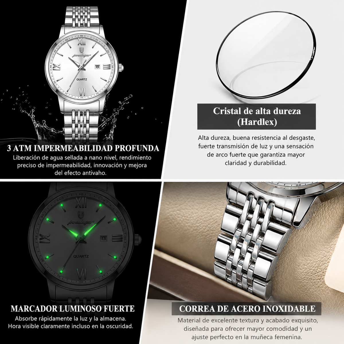 Lorena Reloj Elegant Acero Inoxidable With Fecha – Sienna Noosa