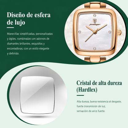 Alessia Reloj Cuadrado de Acero Inoxidable – Sienna Noosa
