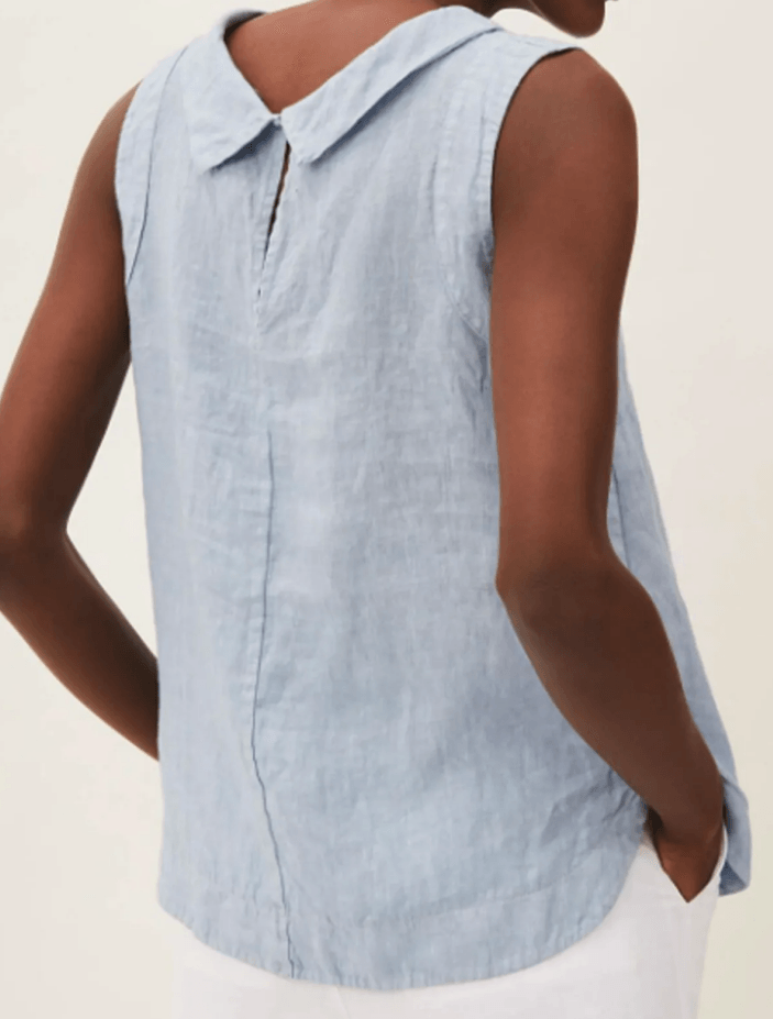 Linen Short Sleeved Blouse with A-line Round Necke38 – Sienna Noosa
