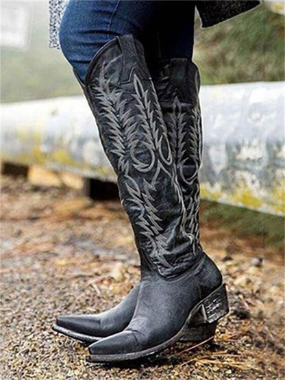 Vintage Western Cowboy Embroidered Knee-High Boots – Sienna Noosa