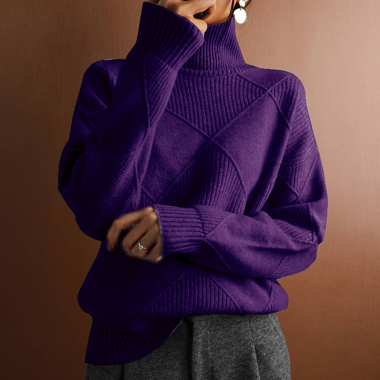 Turtleneck loose lozenge long-sleeved winter sweater – Sienna Noosa