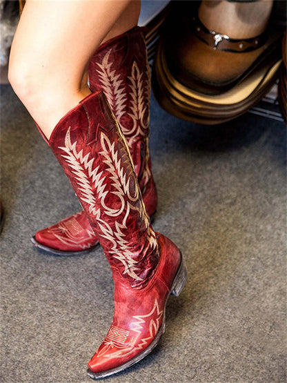 Vintage Western Cowboy Embroidered Knee-High Boots – Sienna Noosa