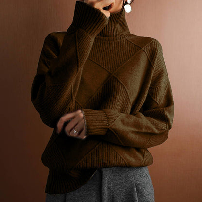 Turtleneck loose lozenge long-sleeved winter sweater – Sienna Noosa