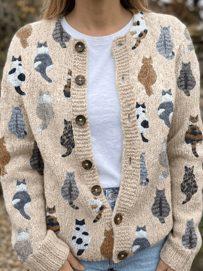 Ines Cardigan Acogedor With Print Cat – Sienna Noosa