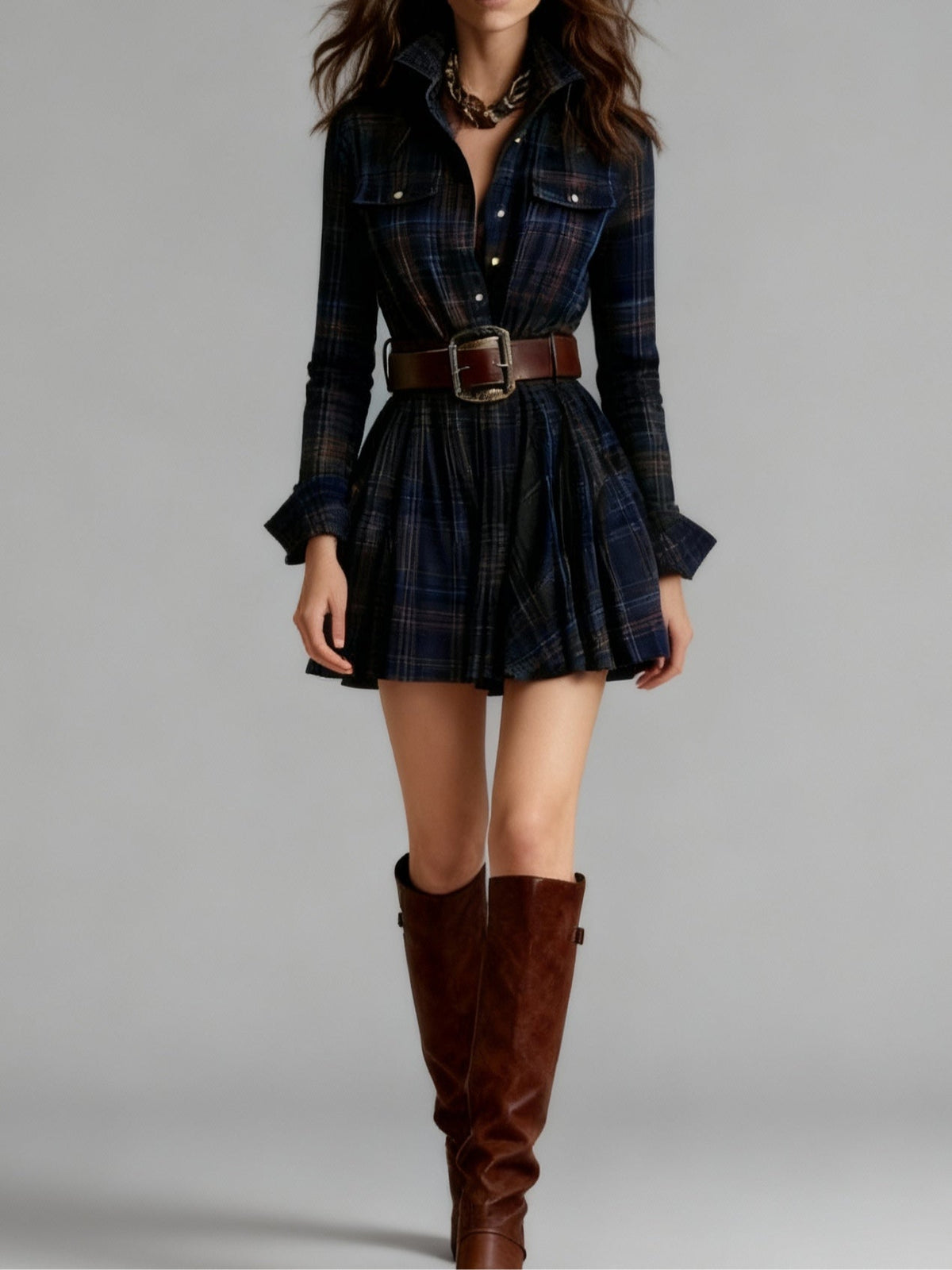 Mini Vintage Lapel Red and Brown Plaid Mini Dress – Sienna Noosa