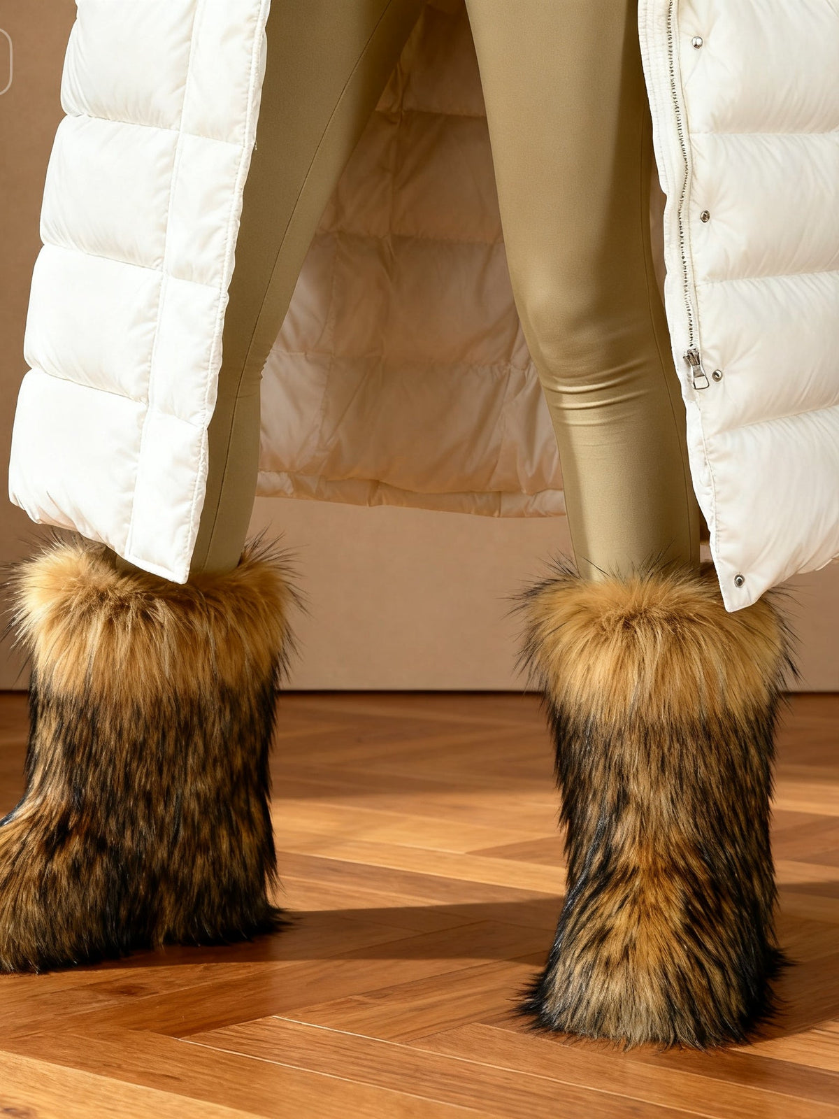 Faux raccoon fur mid-calf boots – Sienna Noosa